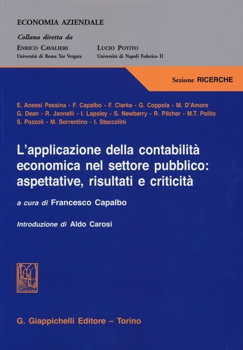 L' applicazione della contabilità economica nel settore pubblico: aspettative, risultati e criticità - copertina