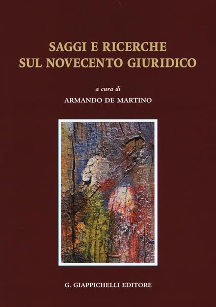 Saggi e ricerche sul Novecento giuridico - copertina