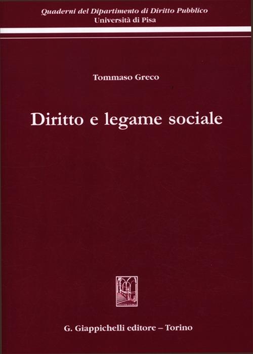 Diritto e legame sociale - Tommaso Greco - copertina