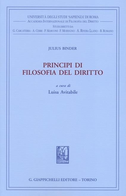 Principi di filosofia del diritto - Julius Binder - copertina