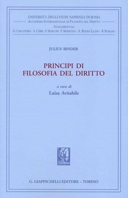 Principi di filosofia del diritto - Julius Binder - copertina