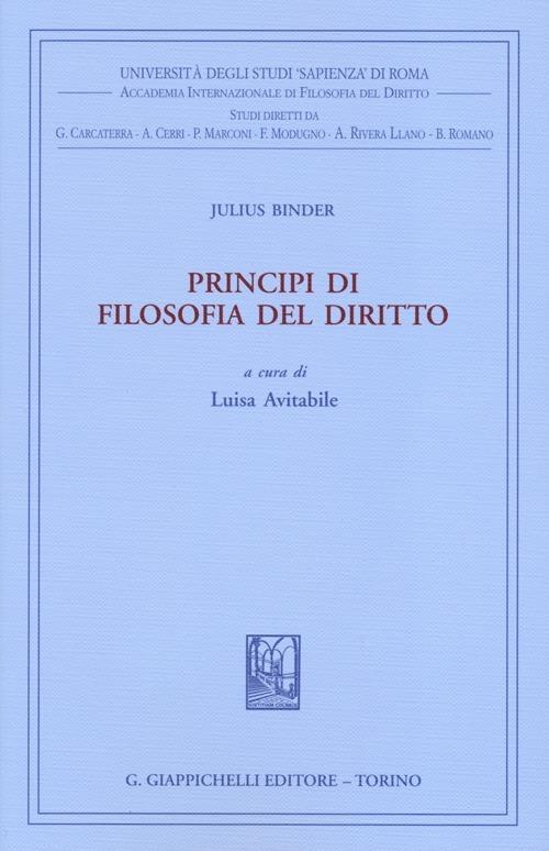 Principi di filosofia del diritto - Julius Binder - copertina