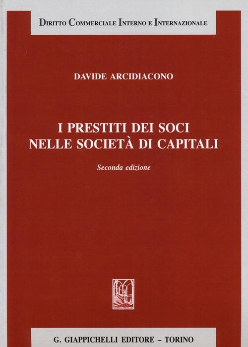 I prestiti dei soci nelle società di capitali - Davide Arcidiacono - copertina