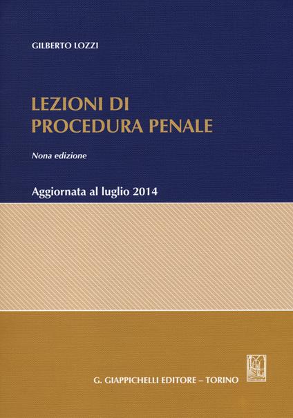 Lezioni di procedura penale - Gilberto Lozzi - copertina