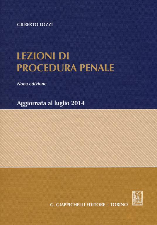 Lezioni di procedura penale - Gilberto Lozzi - copertina