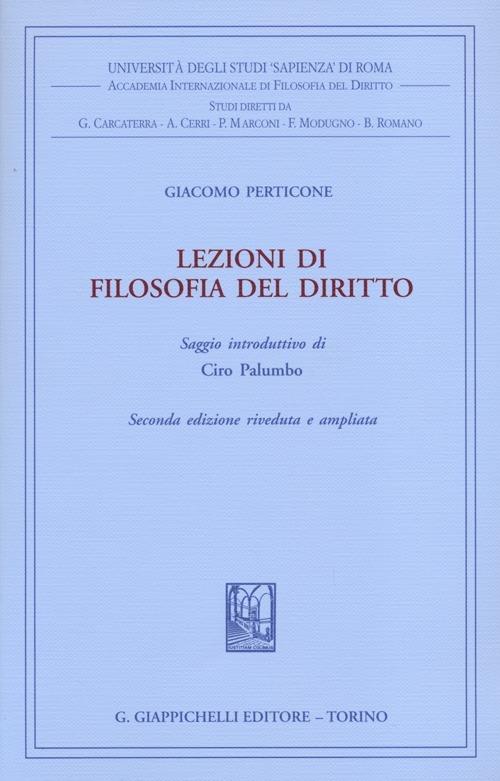 Lezioni di filosofia del diritto - Giacomo Perticone - copertina