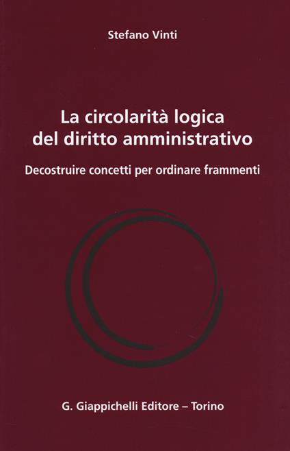 La circolarità logica del diritto amministrativo. Decostruire concetti per ordinare frammenti - Stefano Vinti - copertina