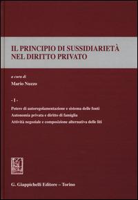 Il principio di sussidiarietà nel diritto privato. Vol. 1: Potere di autoregolamentazione e sistema delle fonti. Autonomia privata e diritto di famiglia. Attività negoziale e composizione alternativa delle fonti - copertina