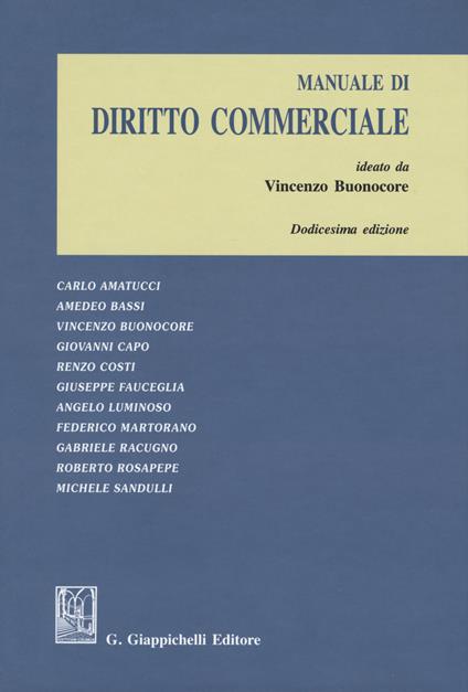 Manuale di diritto commerciale - copertina