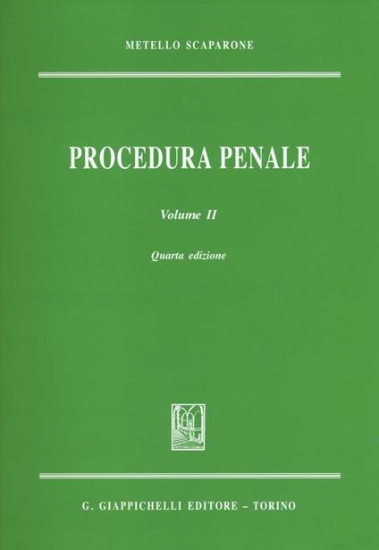 Procedura penale. Vol. 2 - Metello Scaparone - copertina