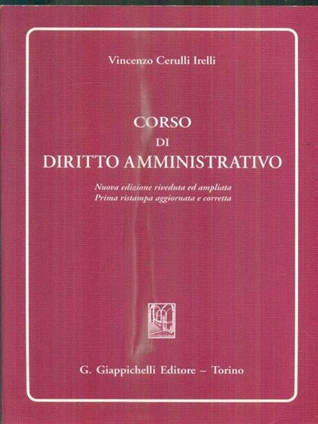 Corso di diritto amministrativo - Vincenzo Cerulli Irelli - copertina
