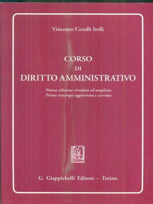 Corso di diritto amministrativo - Vincenzo Cerulli Irelli - copertina
