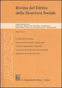 RDSS. Rivista del diritto della sicurezza sociale (2007). Vol. 1 - copertina