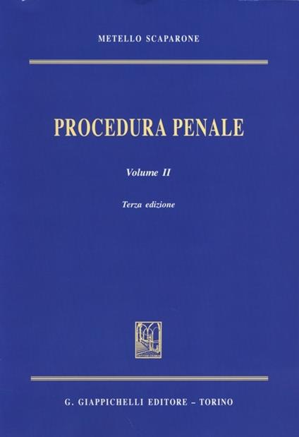 Procedura penale. Vol. 2 - Metello Scaparone - copertina