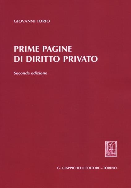 Prime pagine di diritto privato - Giovanni Iorio - copertina