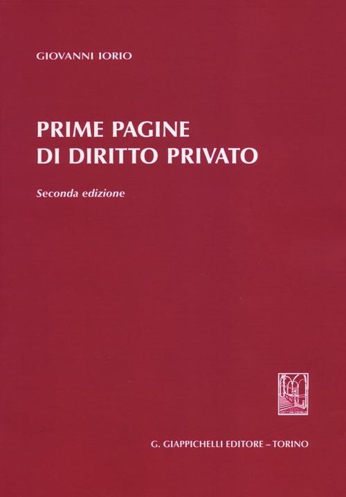 Prime pagine di diritto privato - Giovanni Iorio - copertina