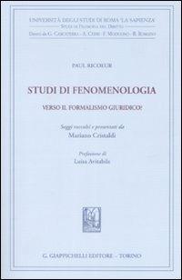 Studi di fenomenologia. Verso il formalismo giuridico? - Paul Ricoeur - copertina