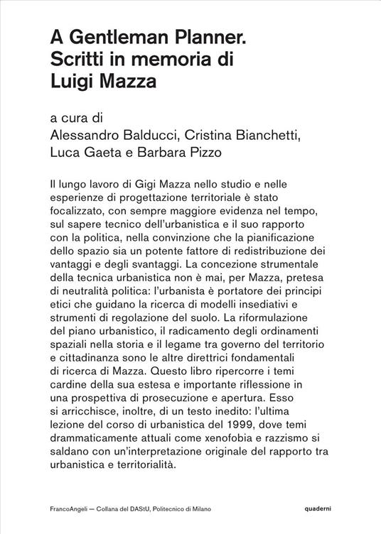 A gentleman planner. Scritti in memoria di Luigi Mazza - copertina