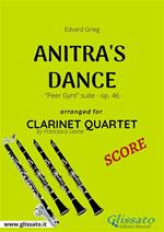 Anitra's dance. Peer Gynt suite op. 46. Clarinet quartet. Spartito