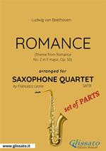 Romance. Theme from romance no. 2 in F major, op. 50. Saxophone quartet set of parts. Parti