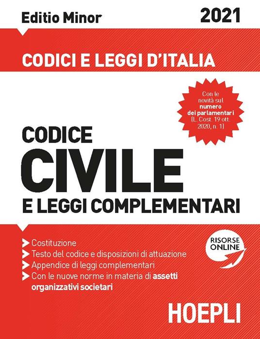 Codice civile e leggi complementari 2021. Editio minor - Luigi Franchi,Virgilio Feroci,Santo Ferrari - copertina