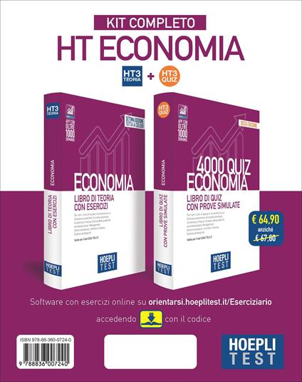 Hoepli test. Economia. Kit completo: Libro di teoria con esercizi-4000 Quiz con prove simulate - copertina