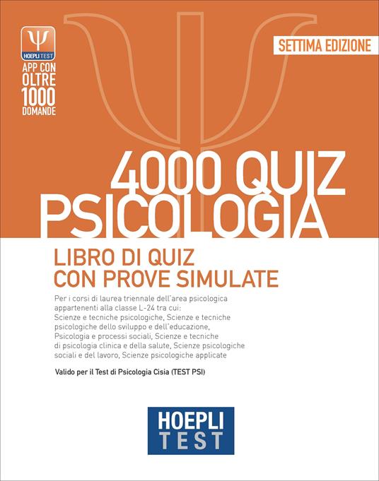 Hoepli test. 4000 quiz psicologia. Libro di quiz con prove simulate - copertina