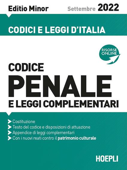 Codice penale e leggi complementari. Settembre 2022. Ediz. minor. Con espansione online - copertina