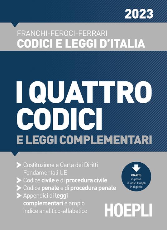 I quattro codici 2023 e leggi complementari - copertina