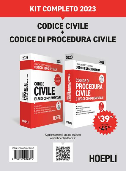 Kit completo Codice civile e Codice di procedura civile 2023 - Luigi Franchi,Virgilio Feroci,Santo Ferrari - copertina