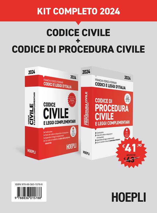 Codice civile+Codice di procedura civile. Kit completo 2024. Con espansione online - Luigi Franchi,Virgilio Feroci,Santo Ferrari - copertina