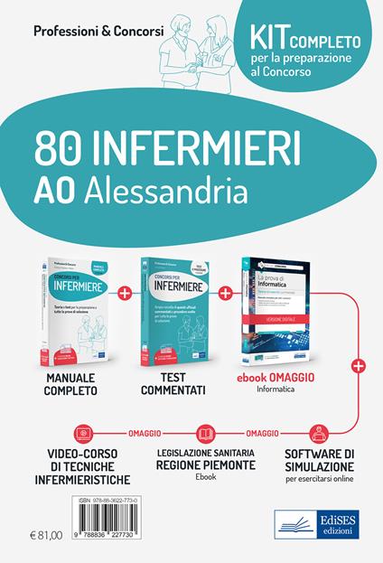 Kit concorso 80 infermieri AO Alessandria. Volumi per la preparazione completa. Con ebook. Con legislazione. Con software di simulazione. Con videolezioni - copertina