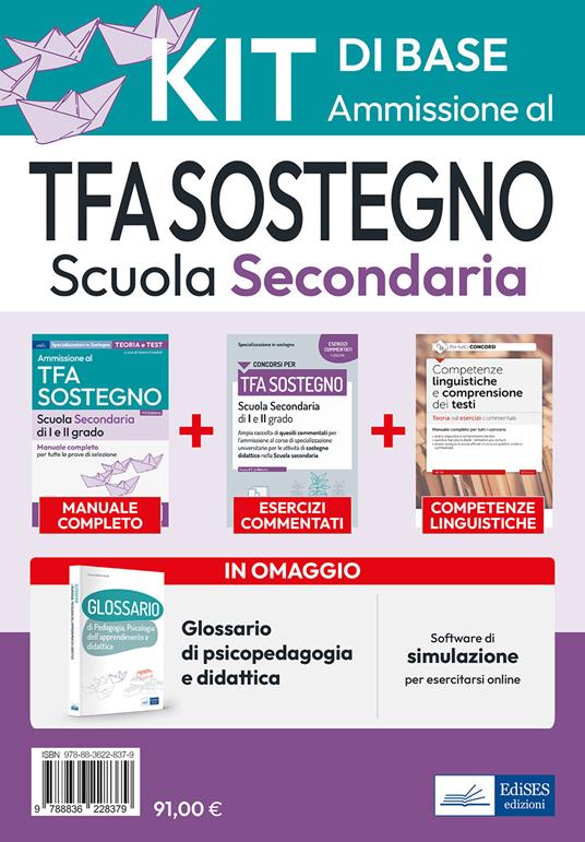 Kit di base: Ammissione al TFA sostegno scuola secondaria 2023. Con software di simulazione - copertina