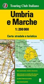 Umbria e Marche 1:200.000. Carta stradale e turistica. Ediz. multilingue