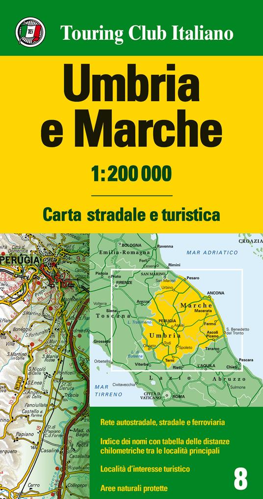 Umbria e Marche 1:200.000. Ediz. multilingue - copertina