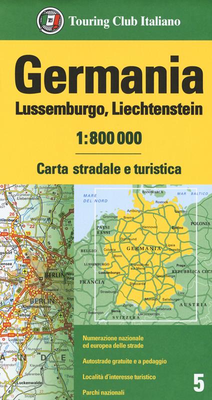 Germania, Lussemburgo, Liechtenstein 1:800.000. Carta stradale e turistica - copertina