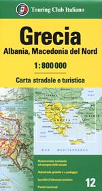 Grecia, Albania ,Macedonia del Nord 1:800.000. Carta stradale e turistica