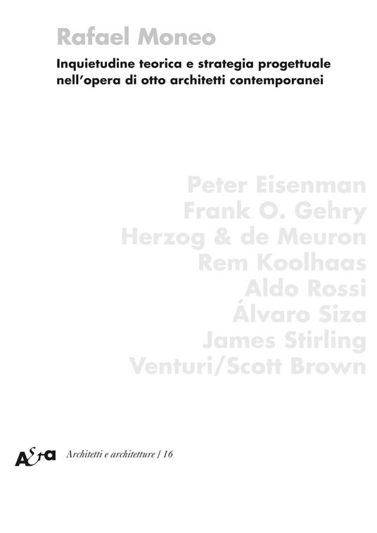 Inquietudine teorica e strategia progettuale nell'opera di otto architetti contemporanei. Ediz. illustrata - Rafael Moneo - copertina