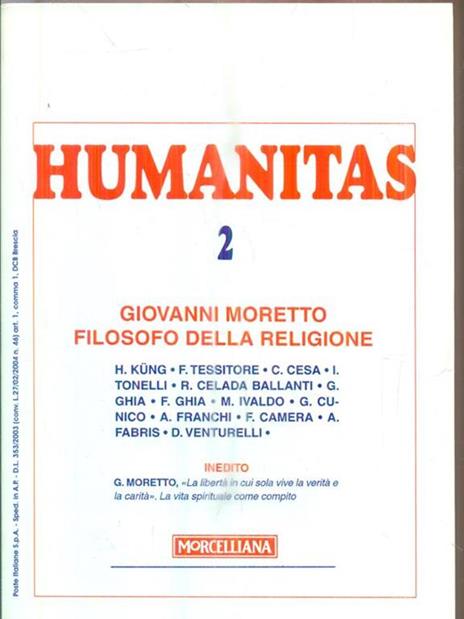 Humanitas (2008). Vol. 2: Giovanni Moretto filosofo della religione - 2