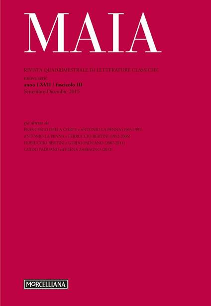 Maia. Rivista di letterature classiche (2015). Vol. 3 - copertina