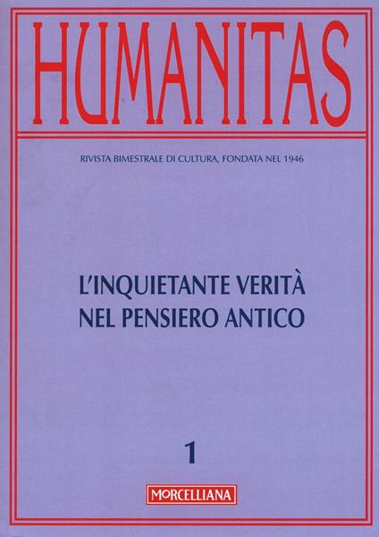 Humanitas (2016). Vol. 1: L'inquietante verità nel pensiero antico - copertina