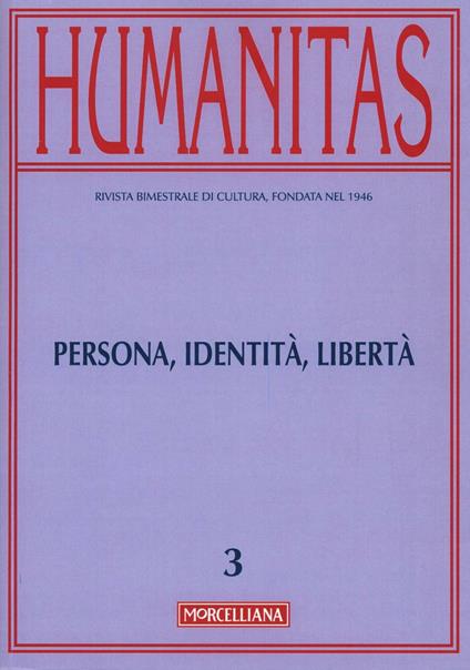 Humanitas (2016). Vol. 3: Persona, identità, libertà - copertina