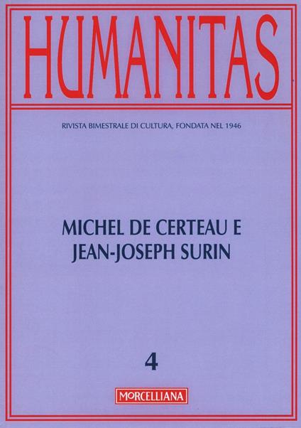 Humanitas (2015). Vol. 4: Michel De Certeau e Jean-Joseph Surin - copertina