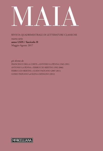 Maia. Rivista di letterature classiche (2017). Vol. 2 - copertina