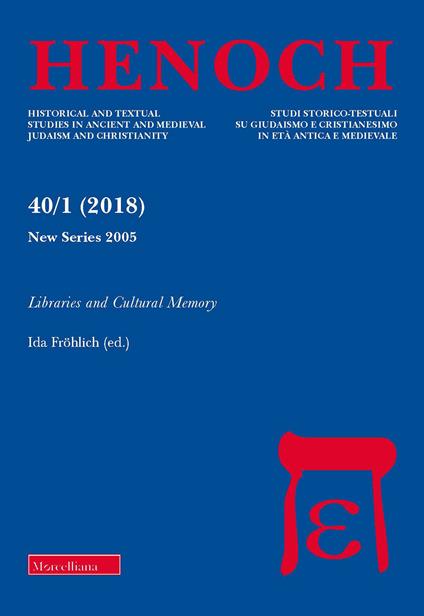 Henoch (2018). Vol. 40\1: Libraries and cultural memory. - copertina
