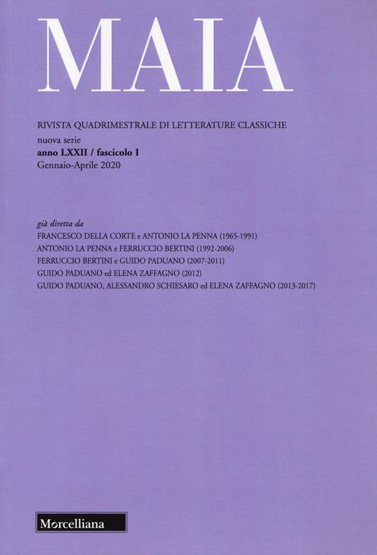 Maia. Rivista di letterature classiche (2020). Vol. 1 - copertina