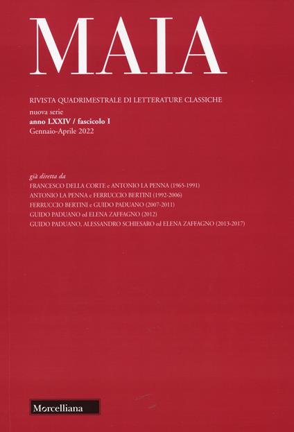 Maia. Rivista di letterature classiche (2022). Vol. 1 - copertina