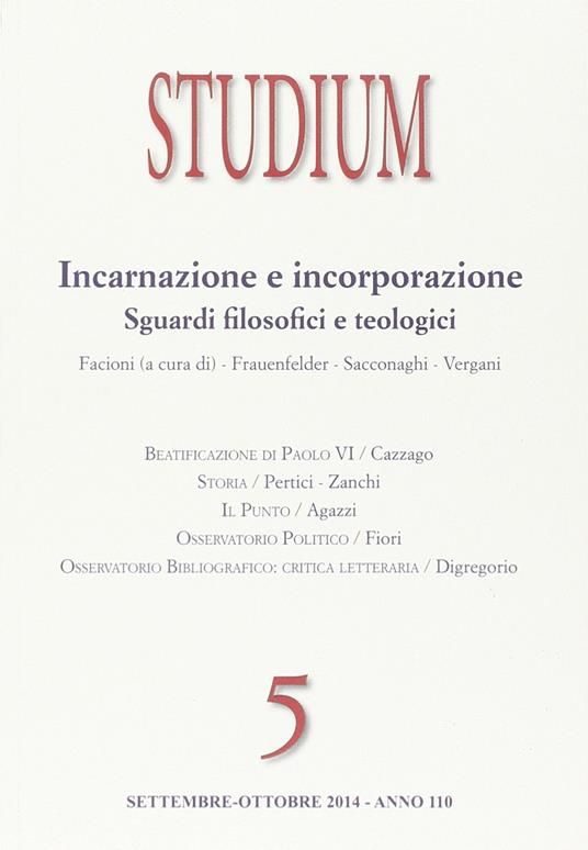 Studium (2014). Vol. 5: Incarnazione e incorporazione. - copertina
