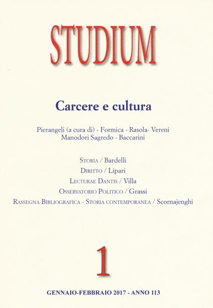 Studium (2017). Vol. 1: Carcere e cultura. - copertina