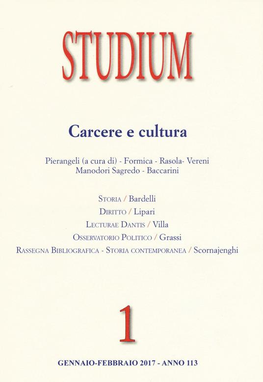 Studium (2017). Vol. 1: Carcere e cultura. - copertina